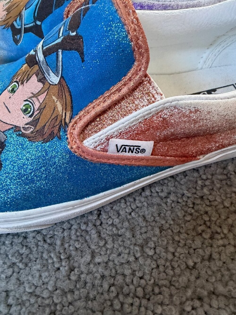Custom Hand-Painted Vans Slip-On Wide Shoes - Mushoku Tensei Rudeus Anime Men 11 - Picture 5 of 13